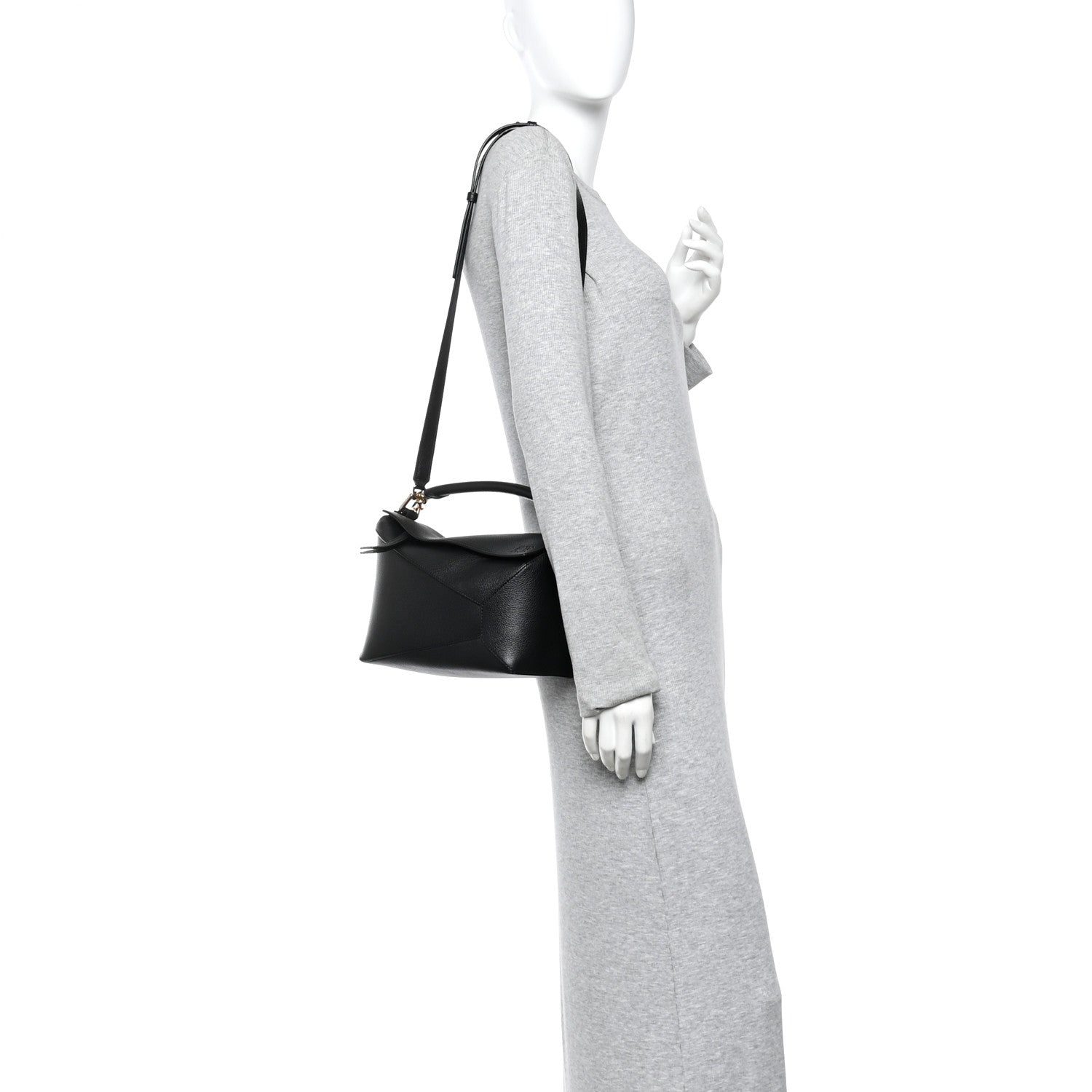 Calfskin Small Puzzle Edge Bag Black