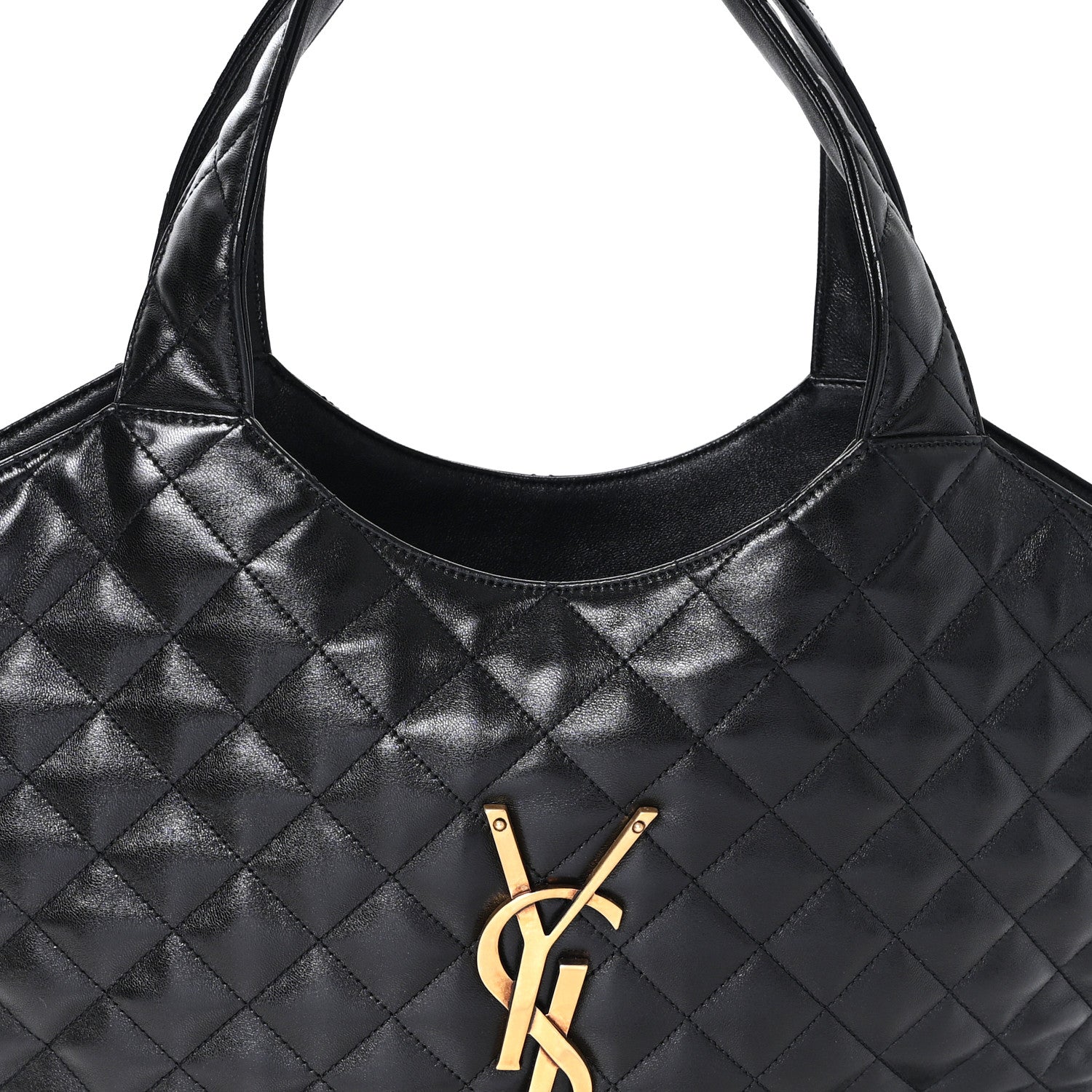 Lambskin Quilted Medium Icare Shopping Tote Black
