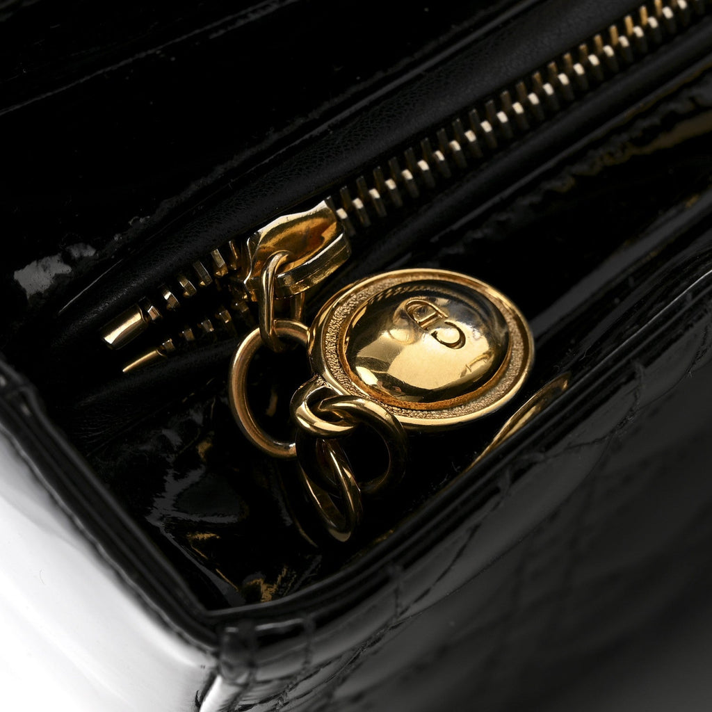 Patent Cannage Large Lady Dior Black