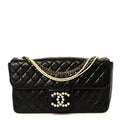 Lambskin Quilted Medium Westminster Pearl Flap Black