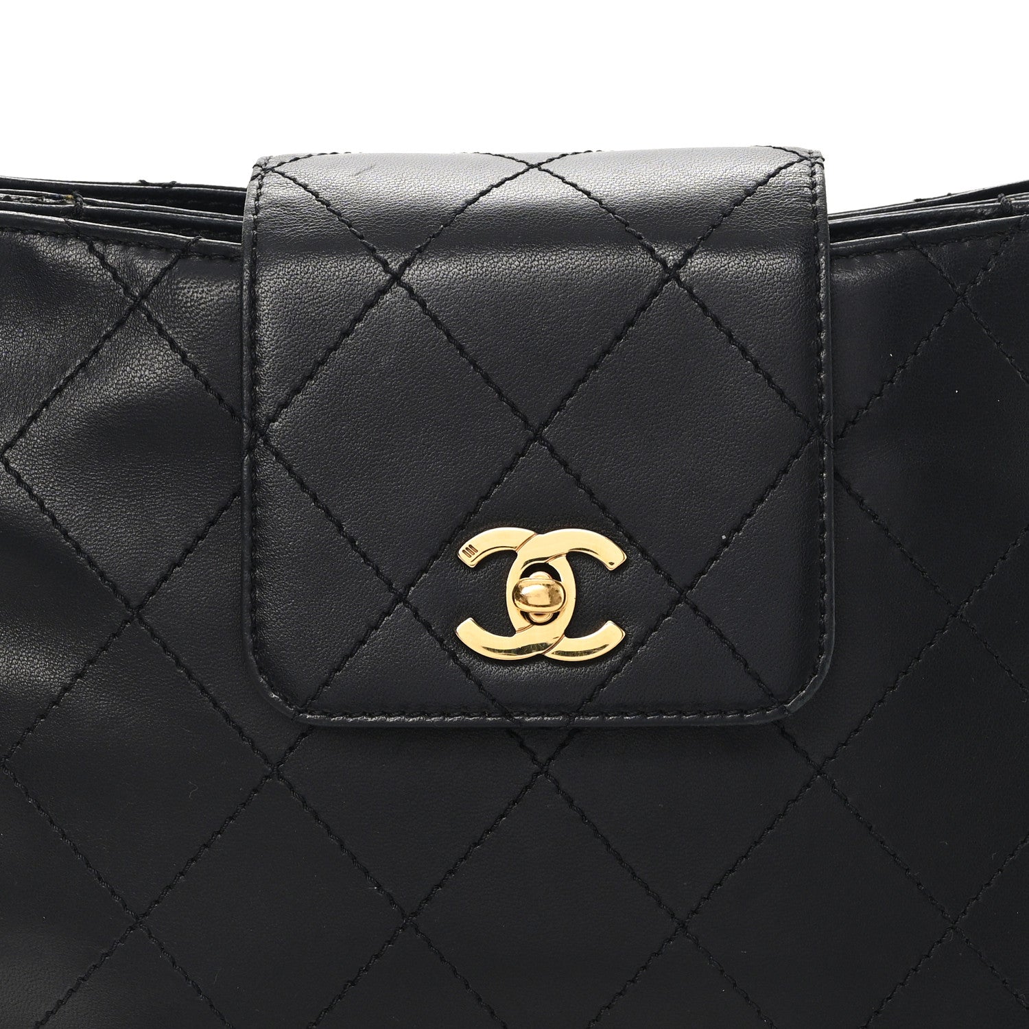 Lambskin Quilted CC Flap Shoulder Bag Black