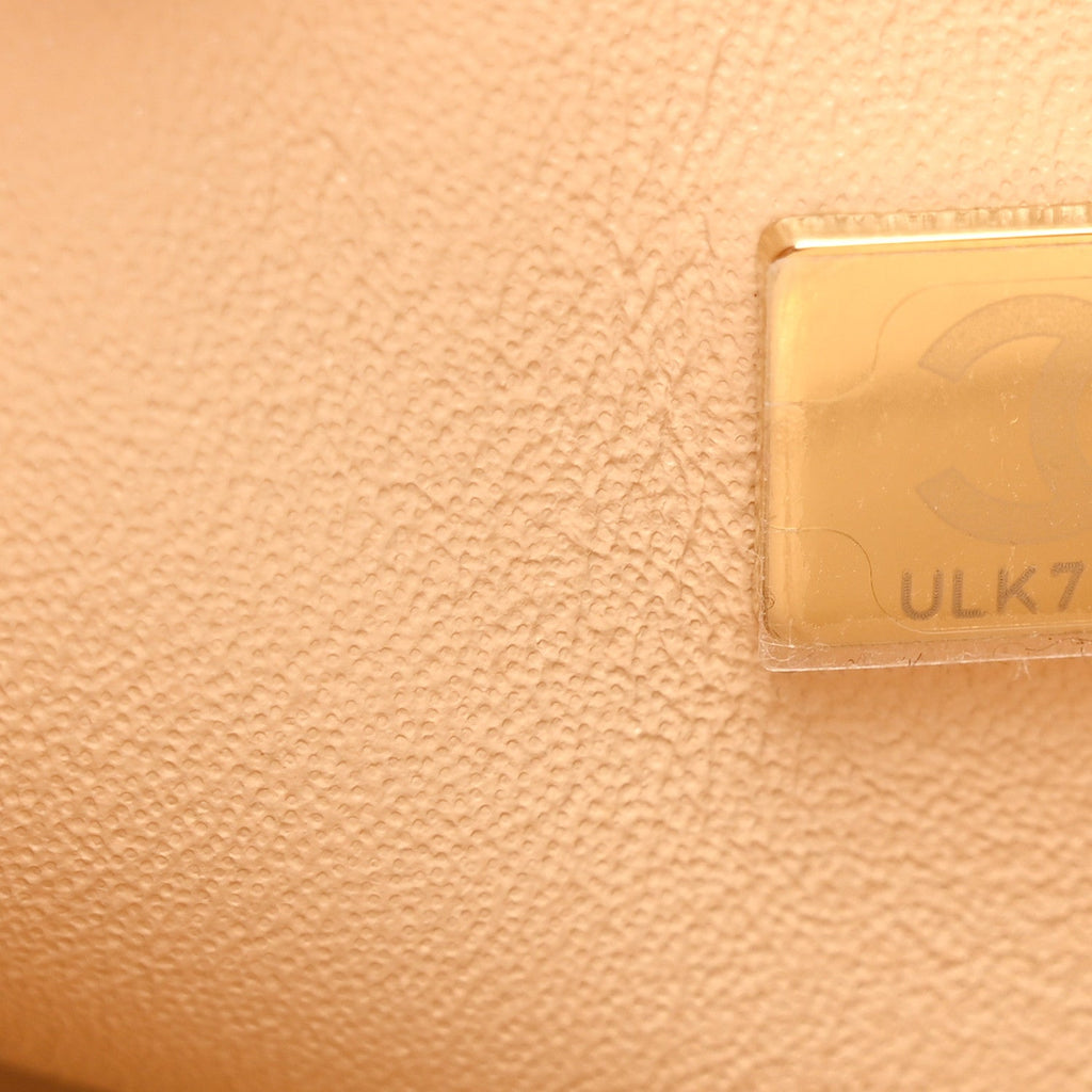 Caviar Quilted Small Double Flap Beige