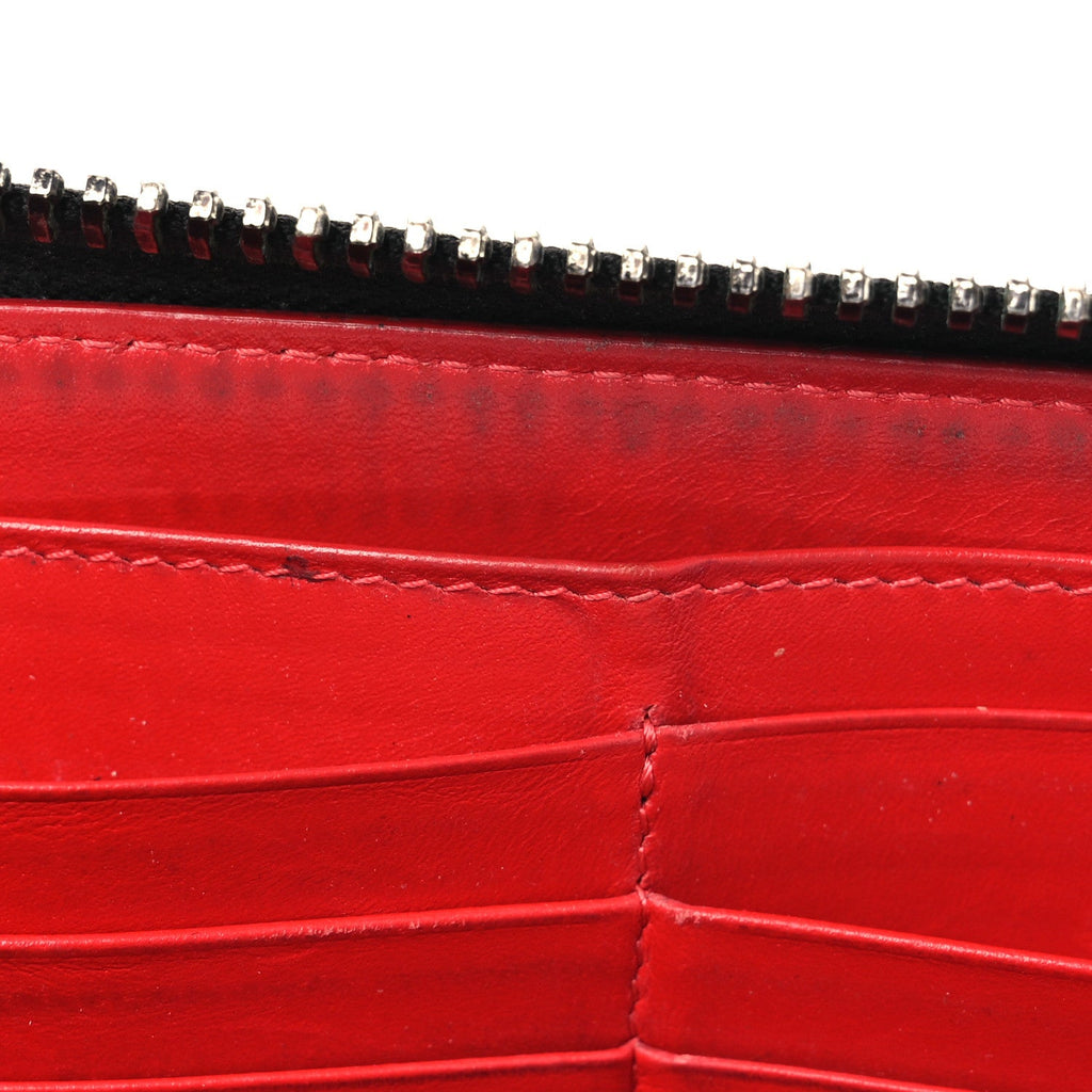 Calfskin Panettone Spiked Zip Around Wallet Black