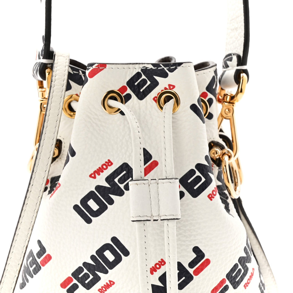 X FILA Vitello F is Fendi Mania Mini Mon Tresor Bucket Bag White