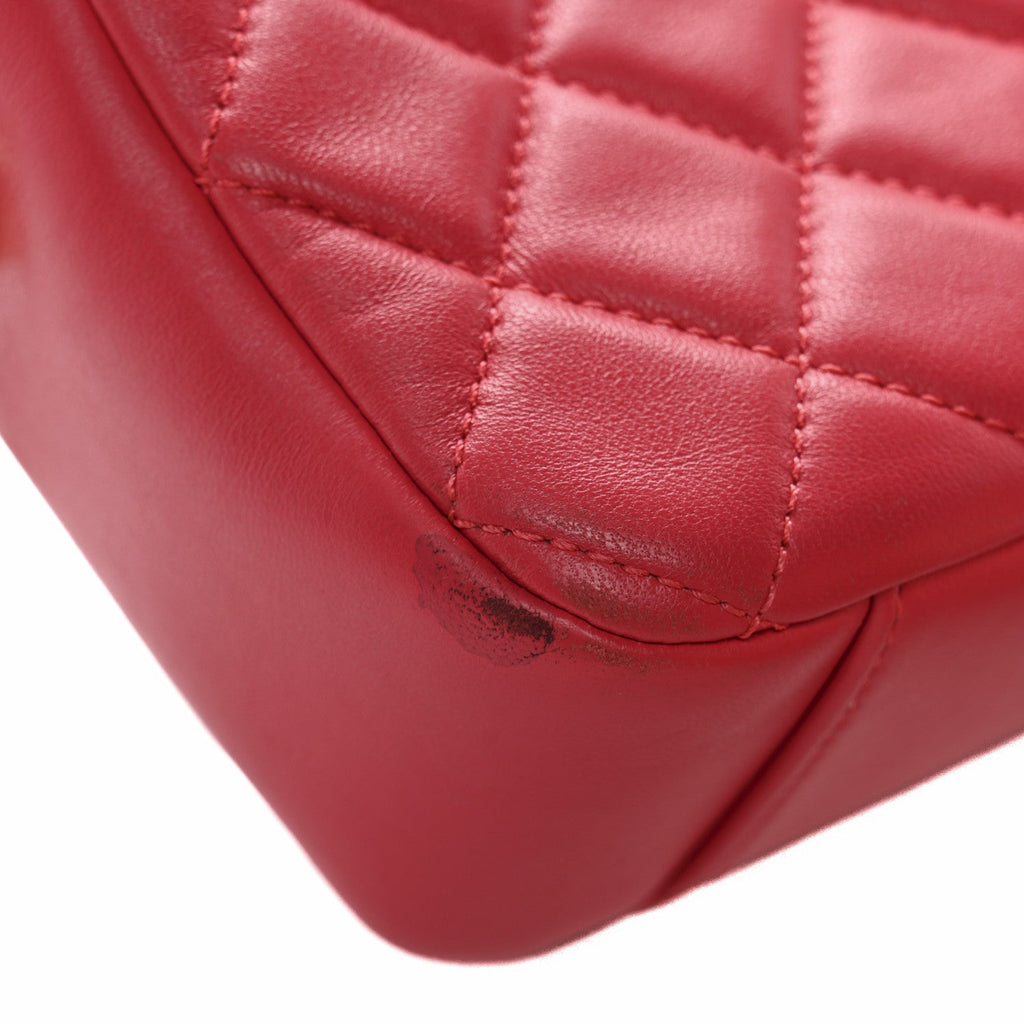 Lambskin Quilted CC Pearl Crush Camera Case Red
