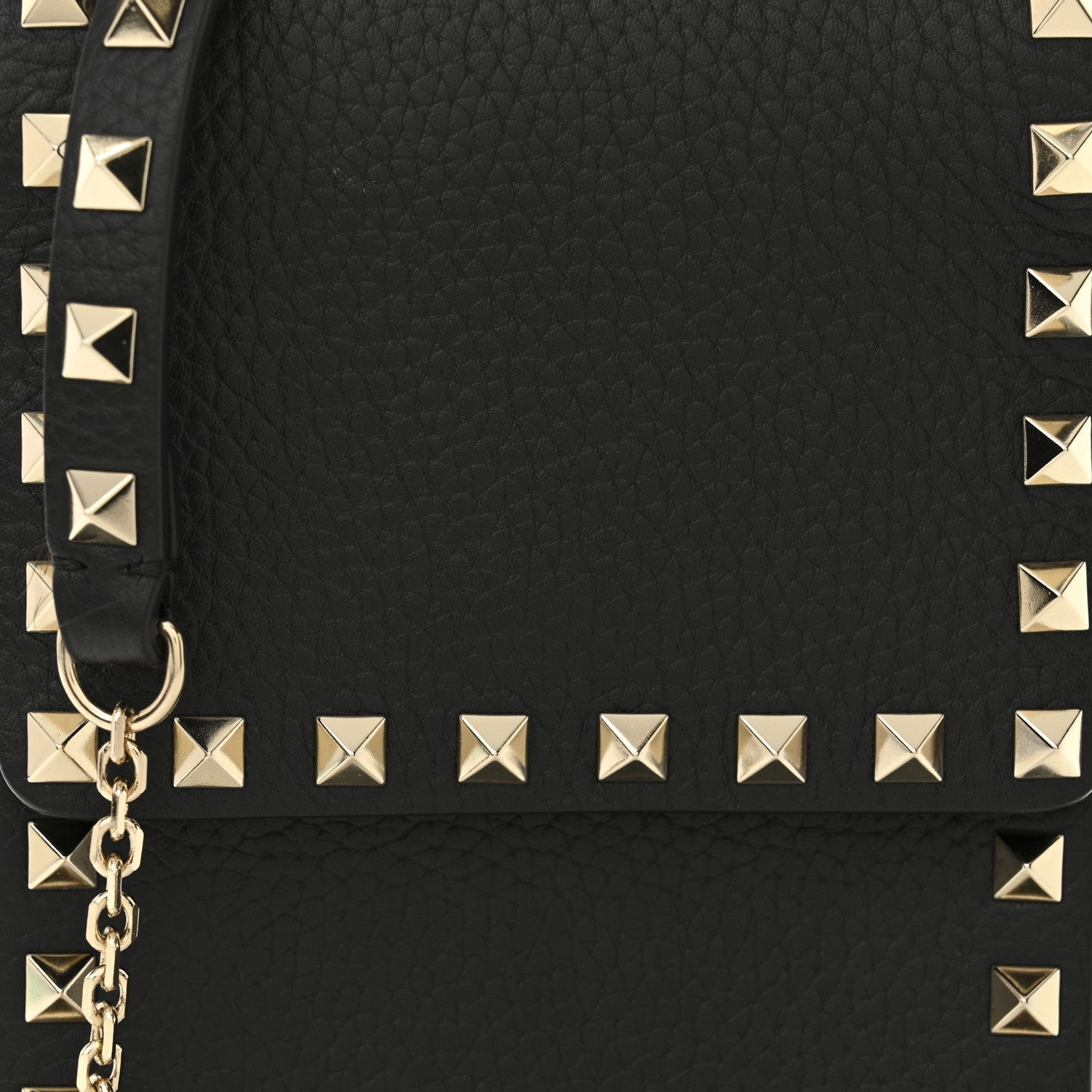 Pebbled Calfskin Rockstud Crossbody Black