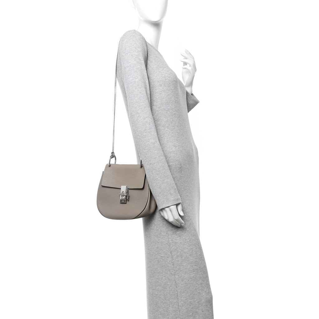 Grained Lambskin Drew Shoulder Bag Motty Grey