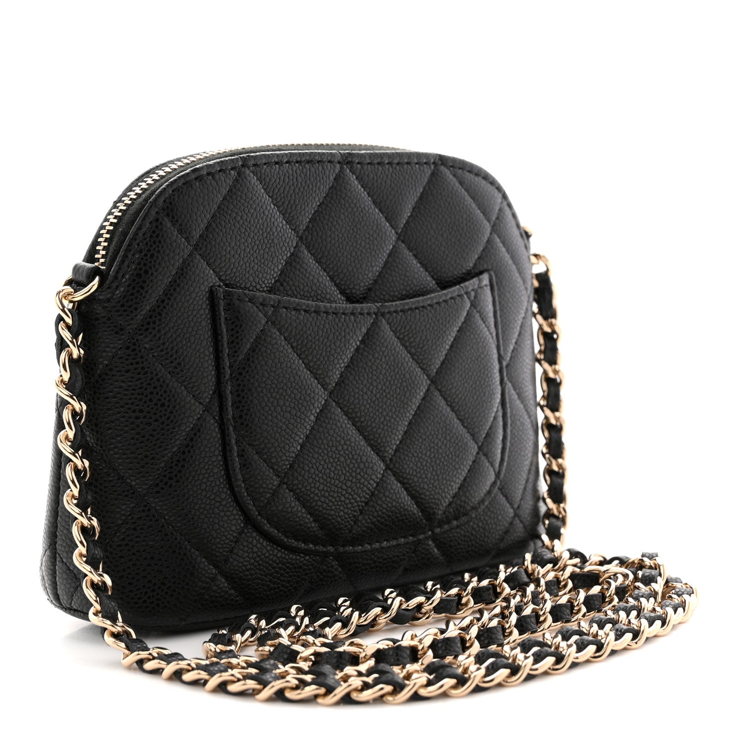 Caviar Quilted Classic Clutch With Chain Black