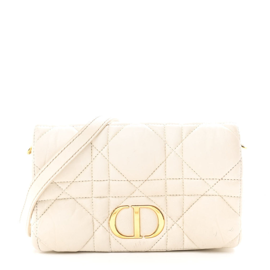 Calfskin Macrocannage Mini Caro Bag White
