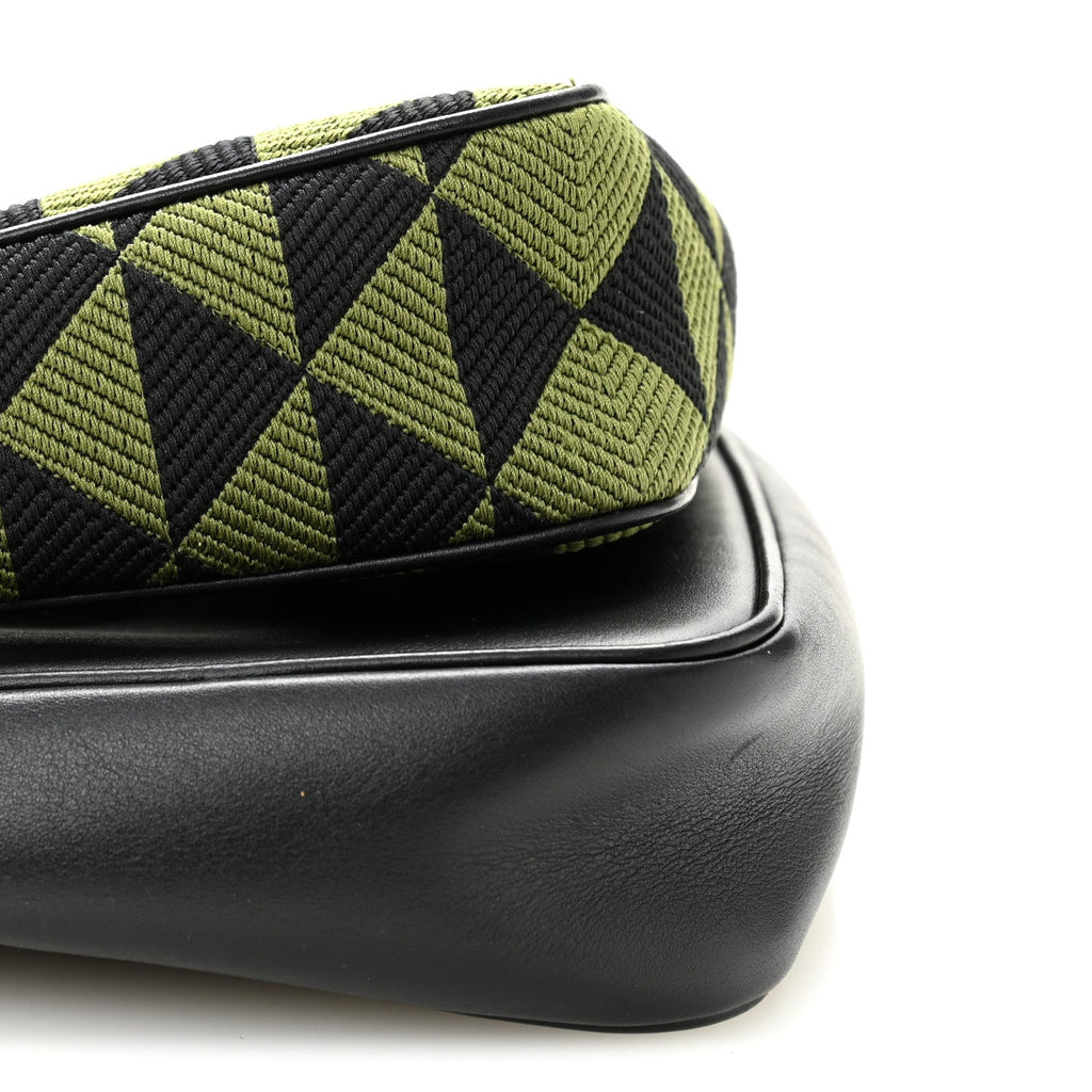 Jacquard Calfskin Triangolo Symbole Embroidered Mini Triangle Double Bag Black Edera