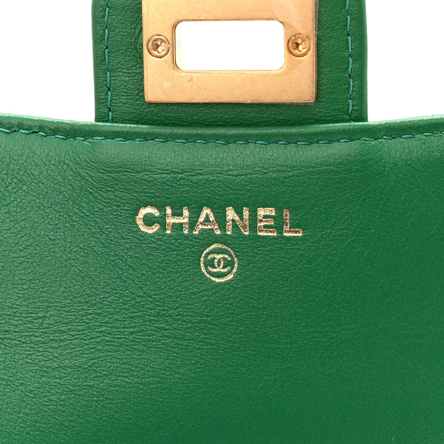 Aged Calfskin Quilted Reissue 2.55 Phone Holder With Chain Green