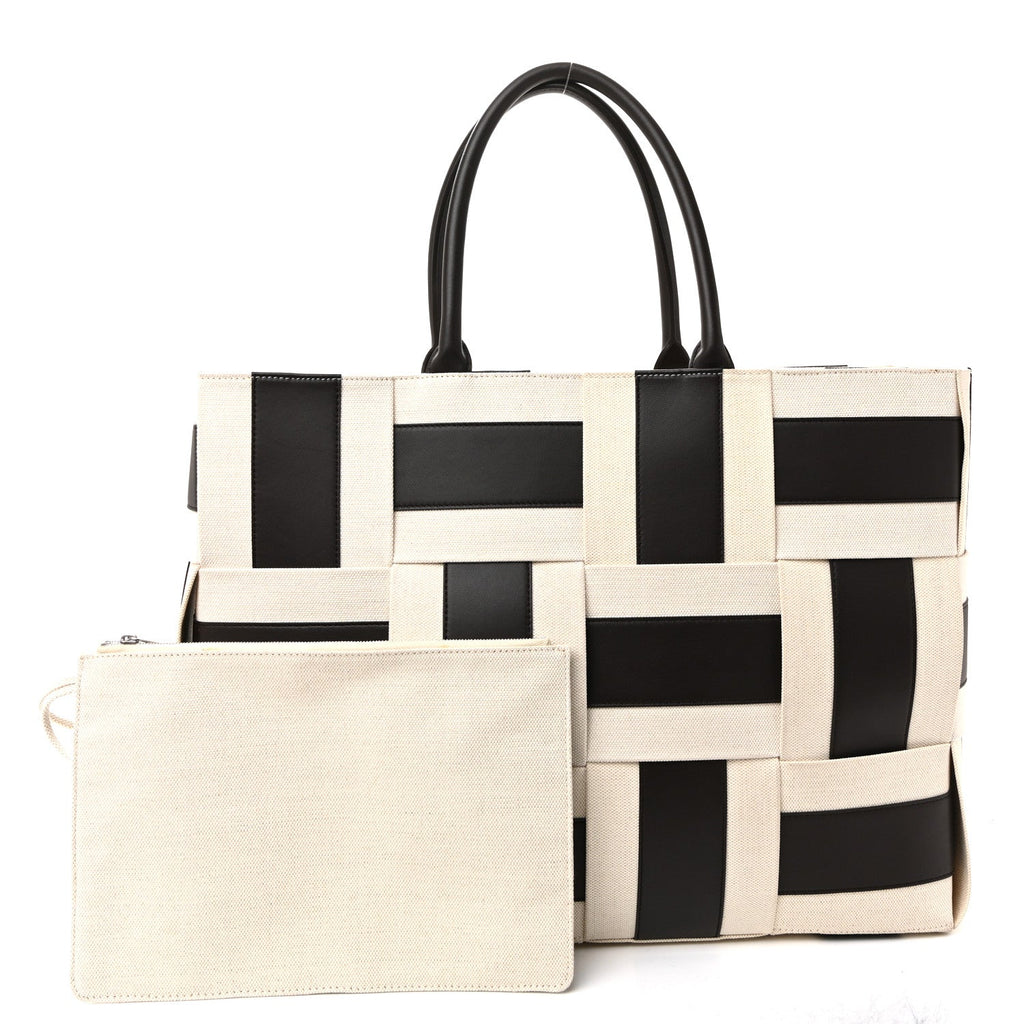Canvas Nappa Maxi Intrecciato Large Arco Tote Natural Fondant