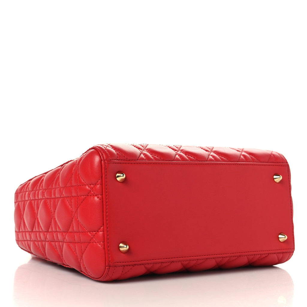Lambskin Cannage Medium Lady Dior Red