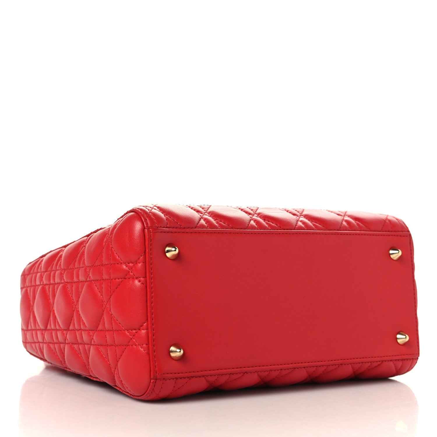 Lambskin Cannage Medium Lady Dior Red