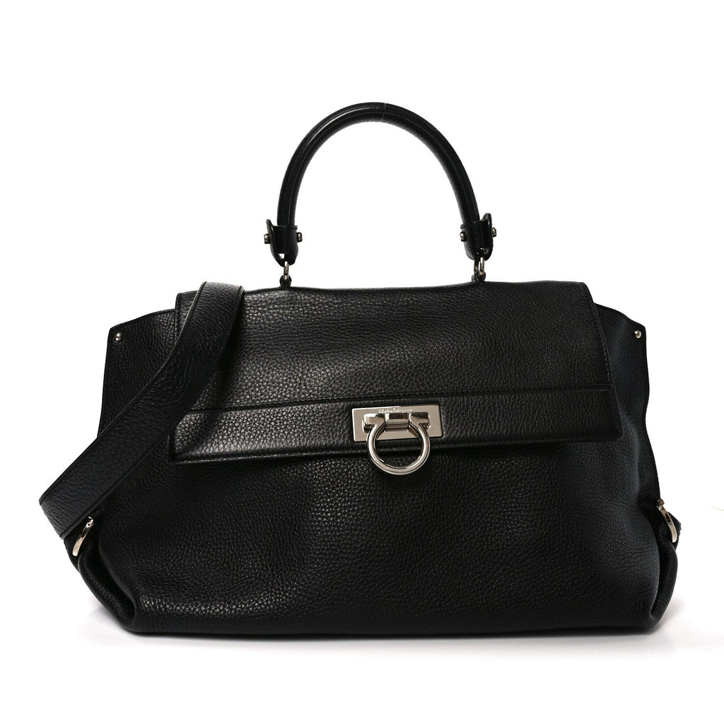 Calfskin Large Sofia Shoulder Bag Black