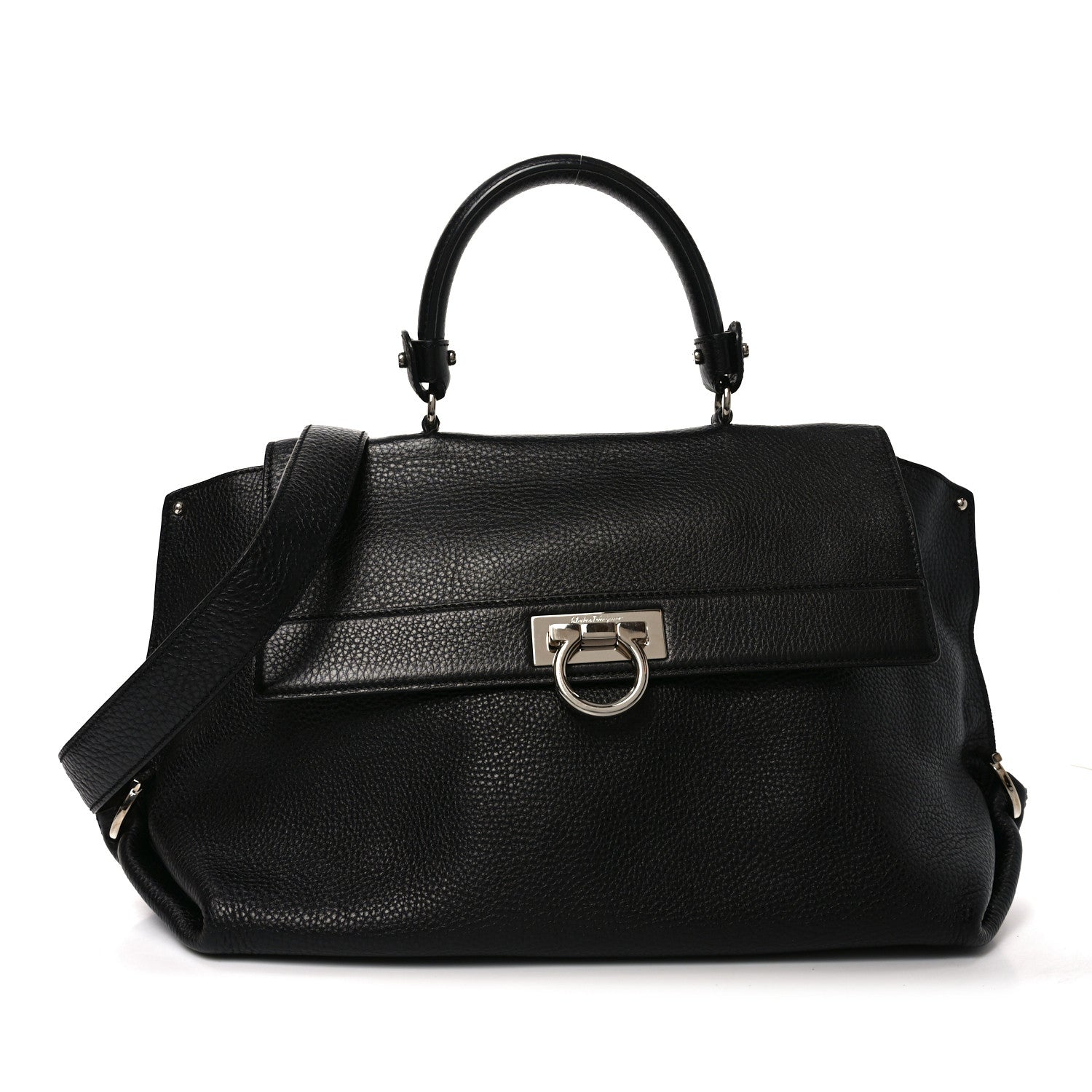 Calfskin Large Sofia Shoulder Bag Black
