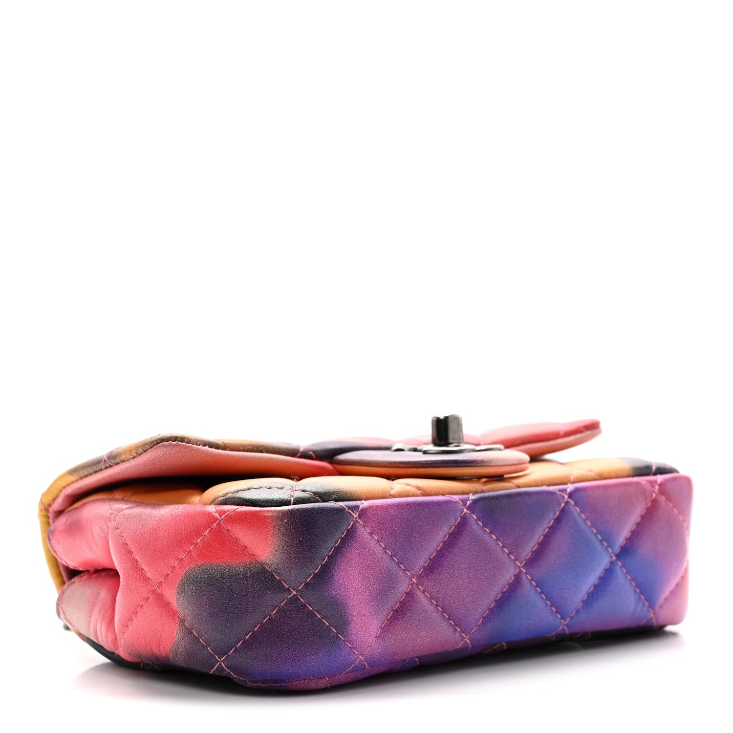 Printed Lambskin Quilted Small Flower Power Flap Ecru Orange Red Purple