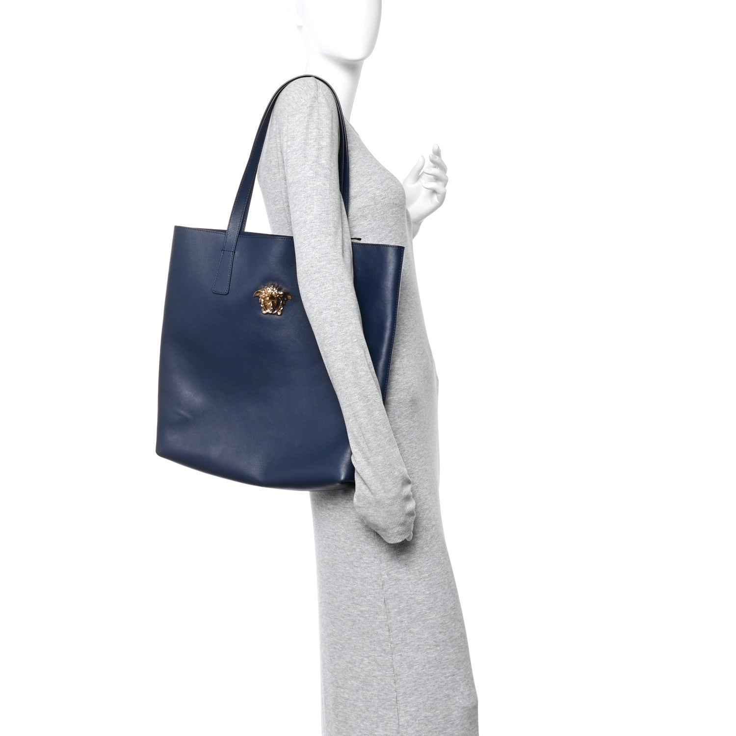 Smooth Calfskin La Medusa Tote Bag Blue