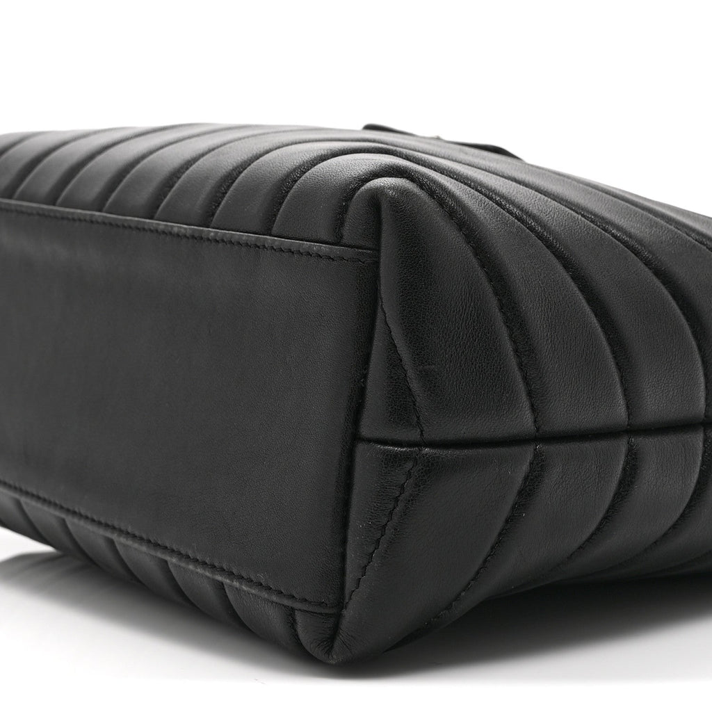 Calfskin Y Quilted Monogram Small Loulou Shopper Black