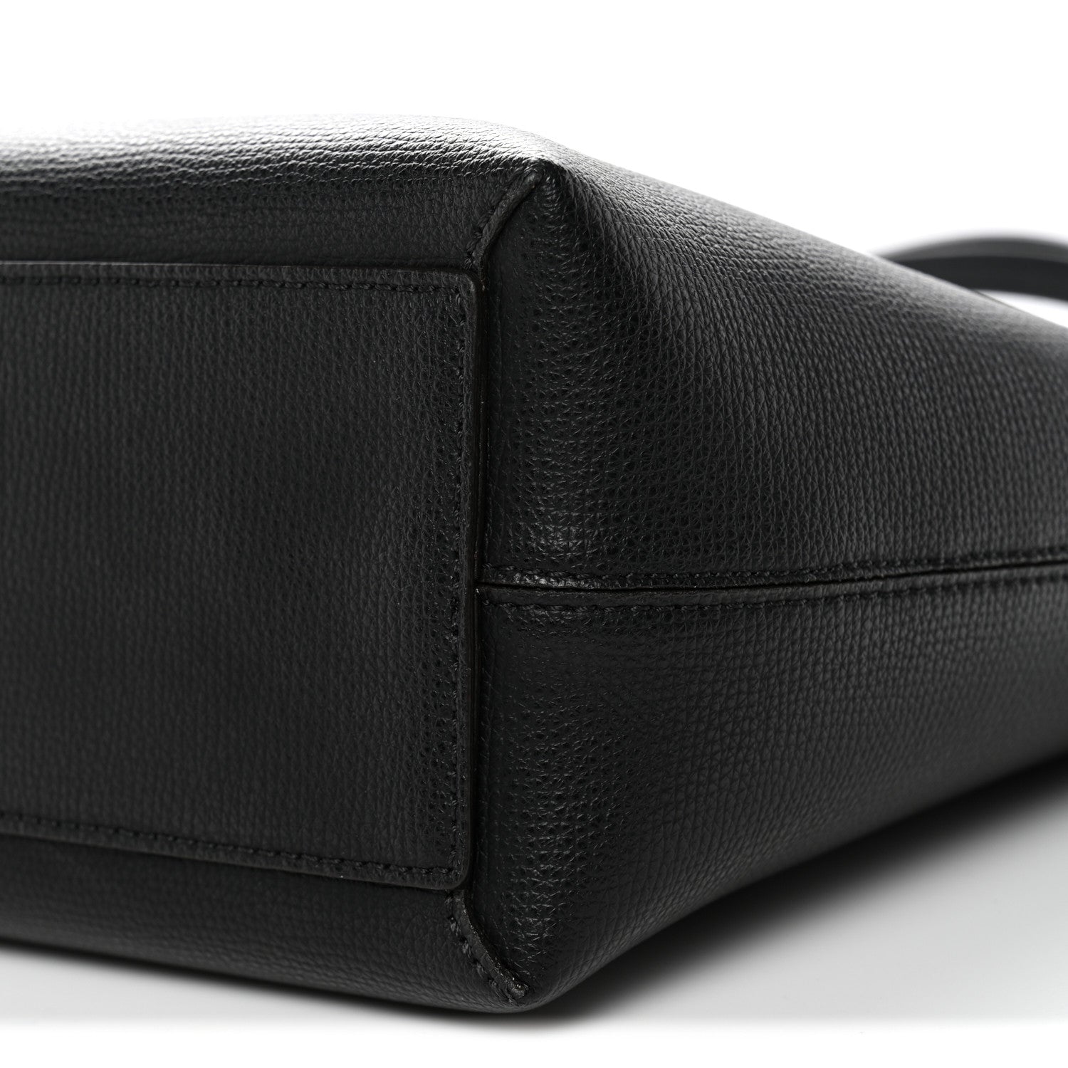 Grainy Calfskin Haymarket Check Small Reversible Tote Black