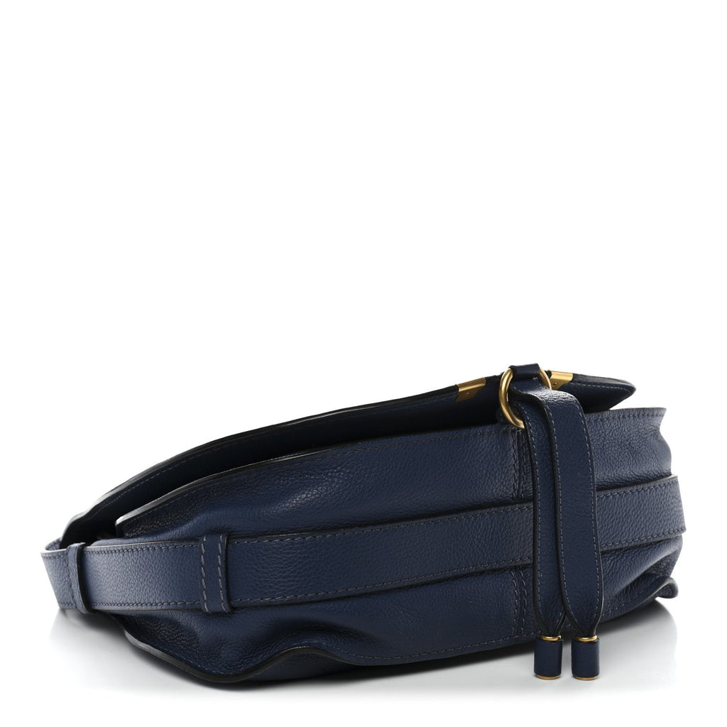 Calfskin Medium Marcie Round Crossbody Bag Navy