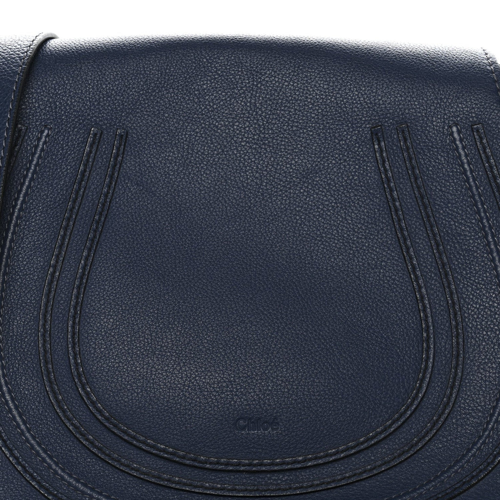 Calfskin Medium Marcie Round Crossbody Bag Navy