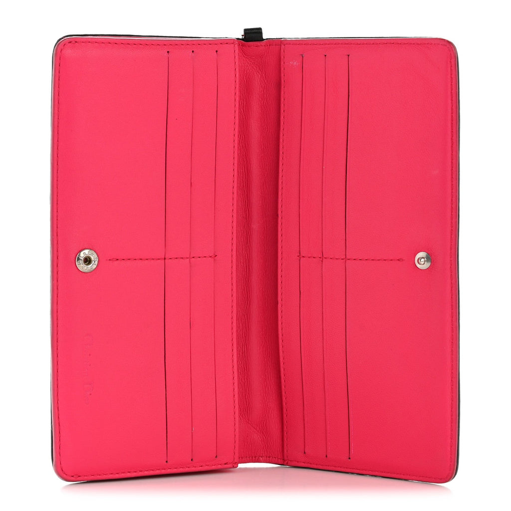 Lambskin Cannage Bi-Color Lady Dior Flap  Holder Black Pink