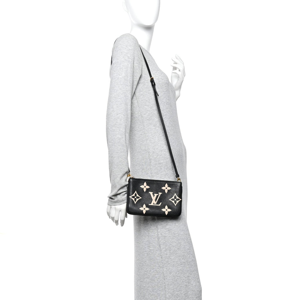 Empreinte Monogram Giant Double Zip Pochette Black Cream