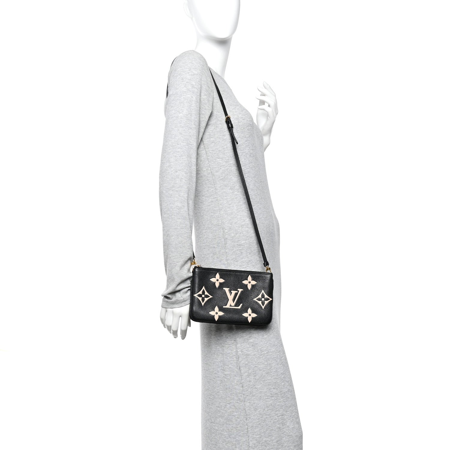 Empreinte Monogram Giant Double Zip Pochette Black Cream