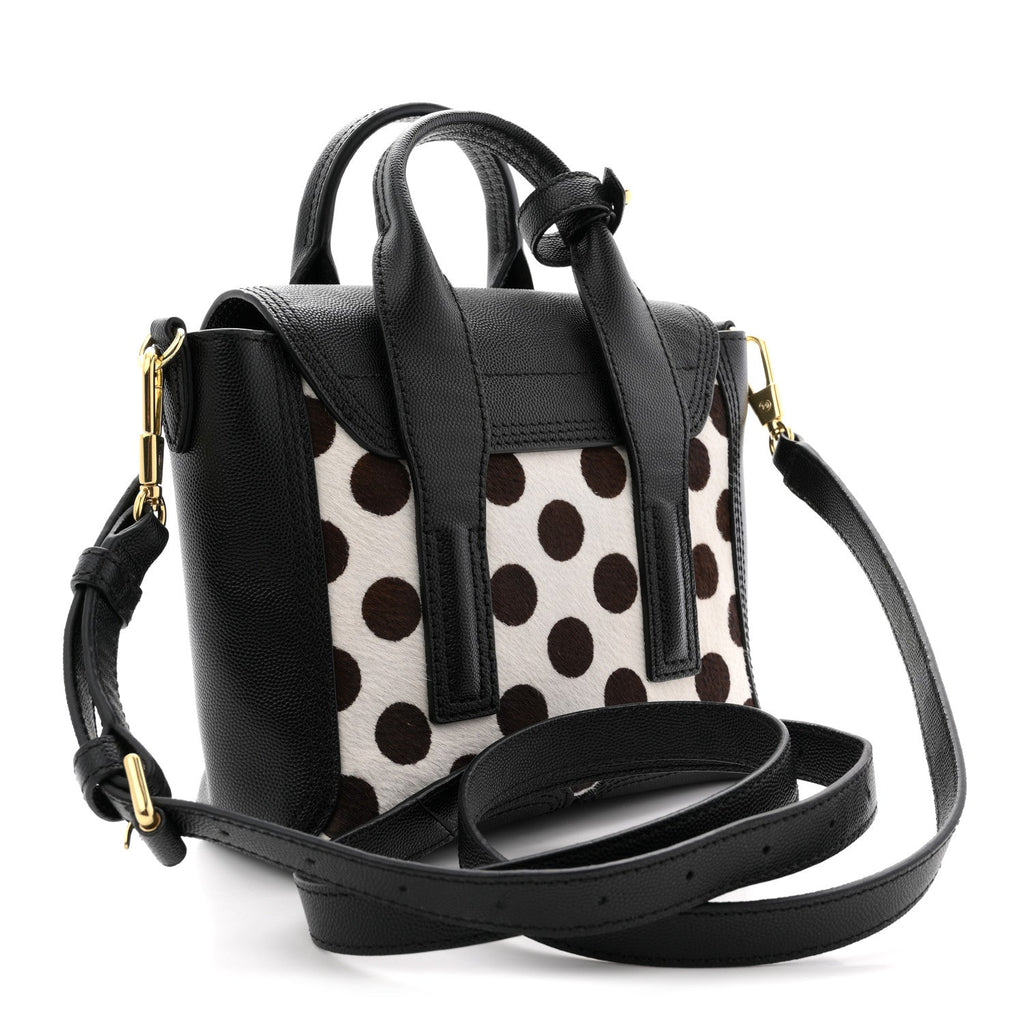 Calf Hair Polka Dot Mini Pashli Satchel Black