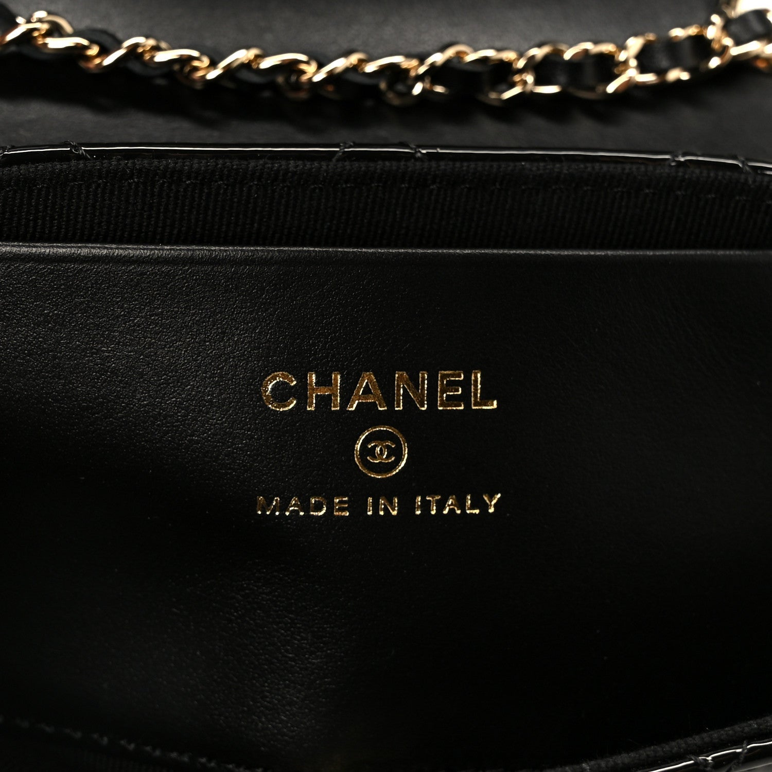Patent Calfskin Quilted Mini Flap Black