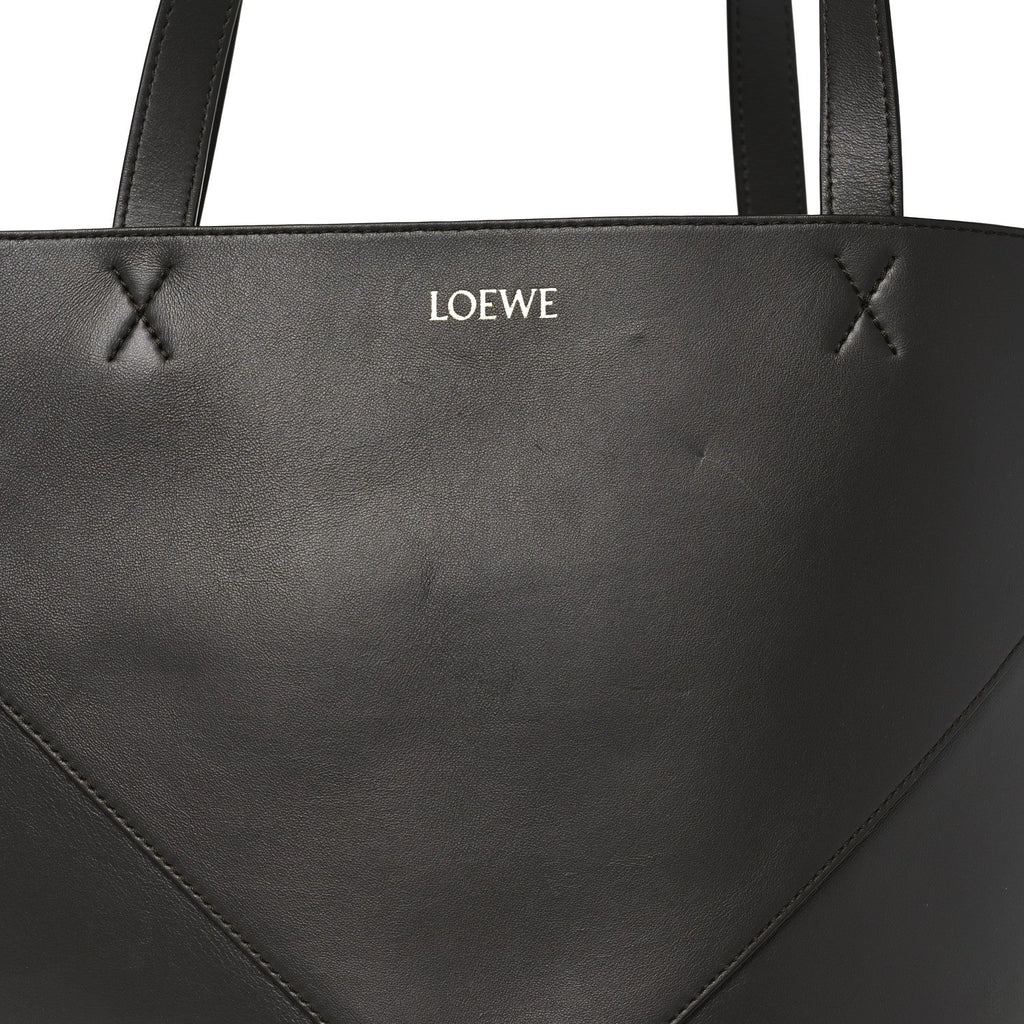 Shiny Calfskin Large Puzzle Fold Tote Dark Grey