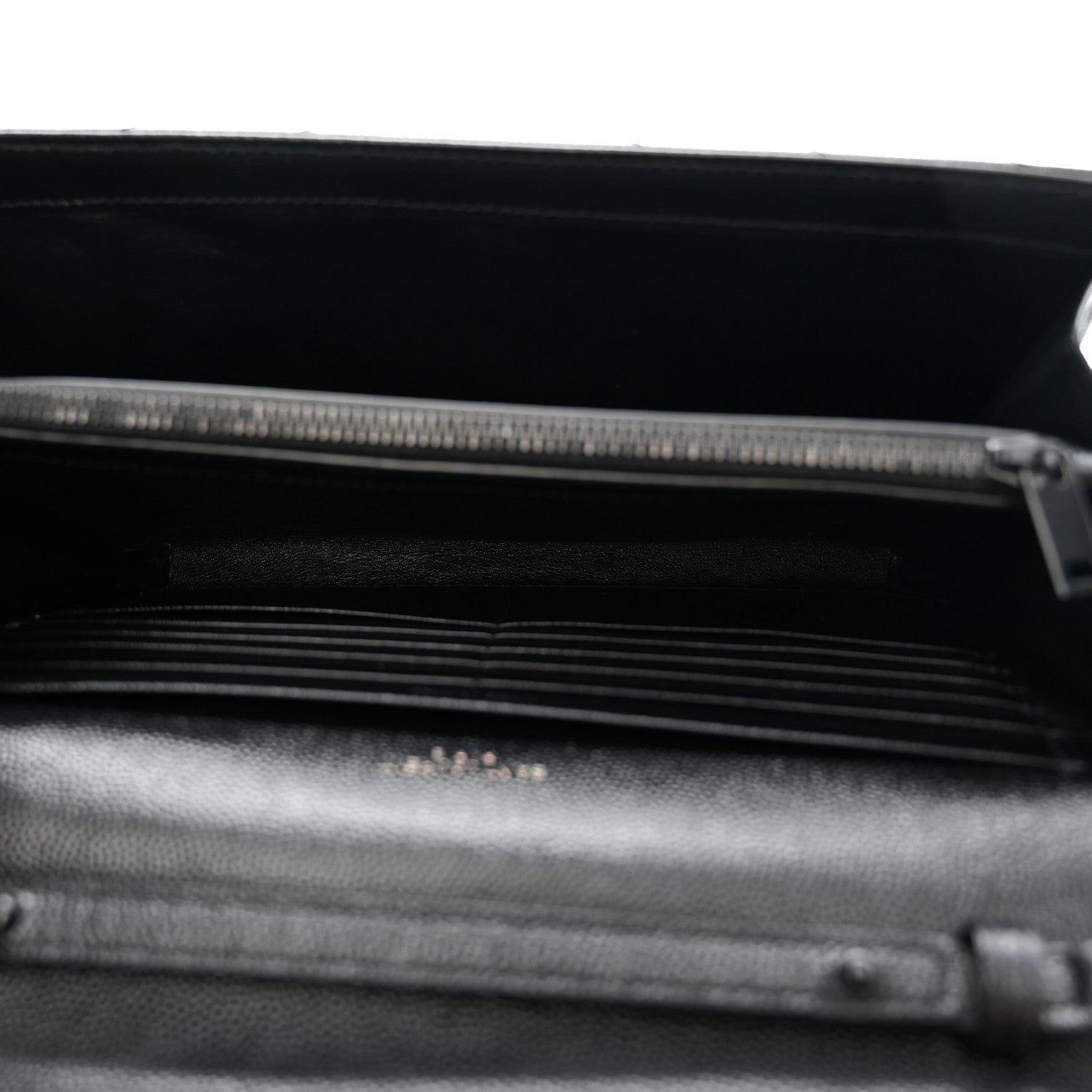 Grain De Poudre Matelasse Chevron Monogram Monochrome Chain Wallet Black