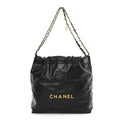 Shiny Calfskin Quilted Small Chanel 22 Black