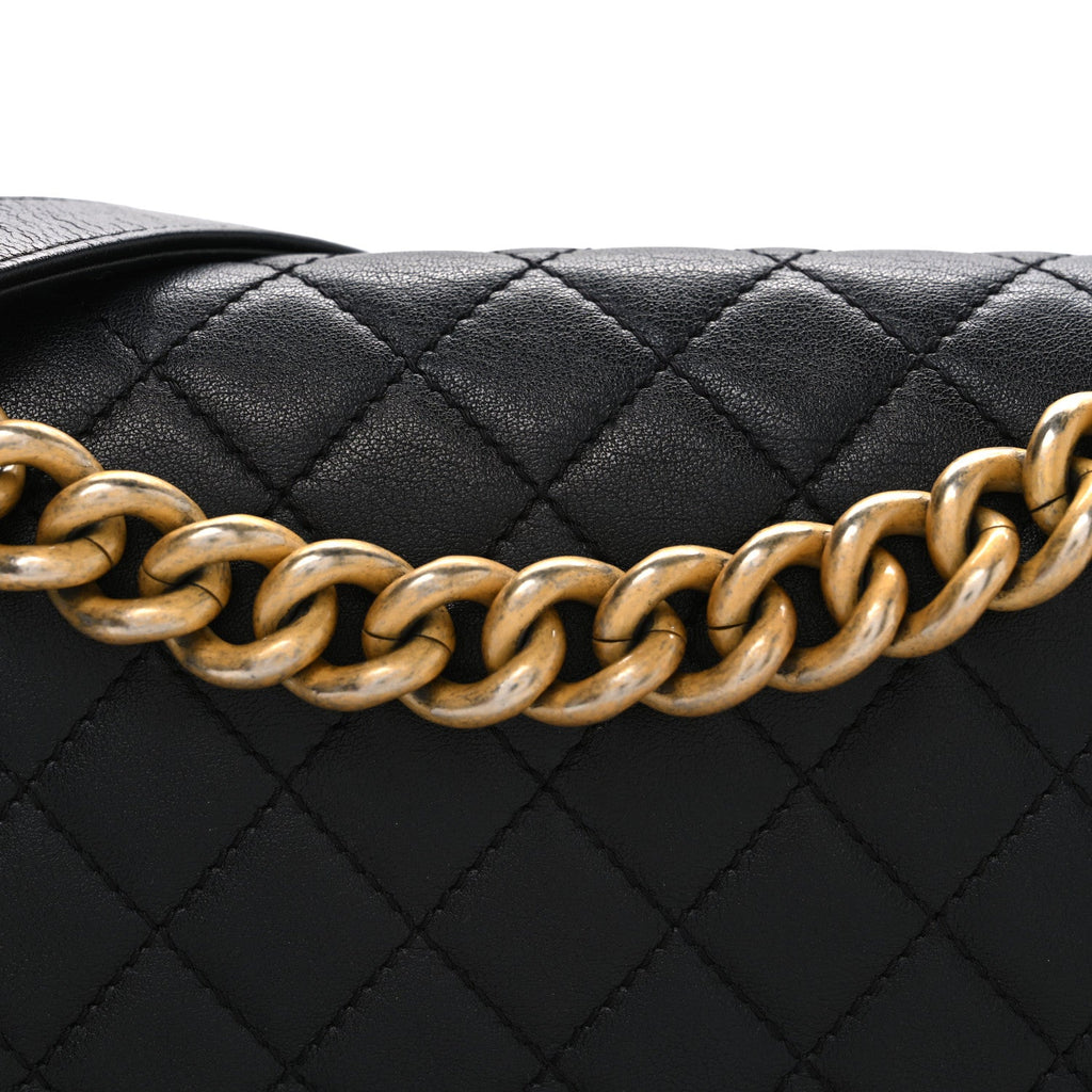 Calfskin Quilted Medium Boy Flap Black