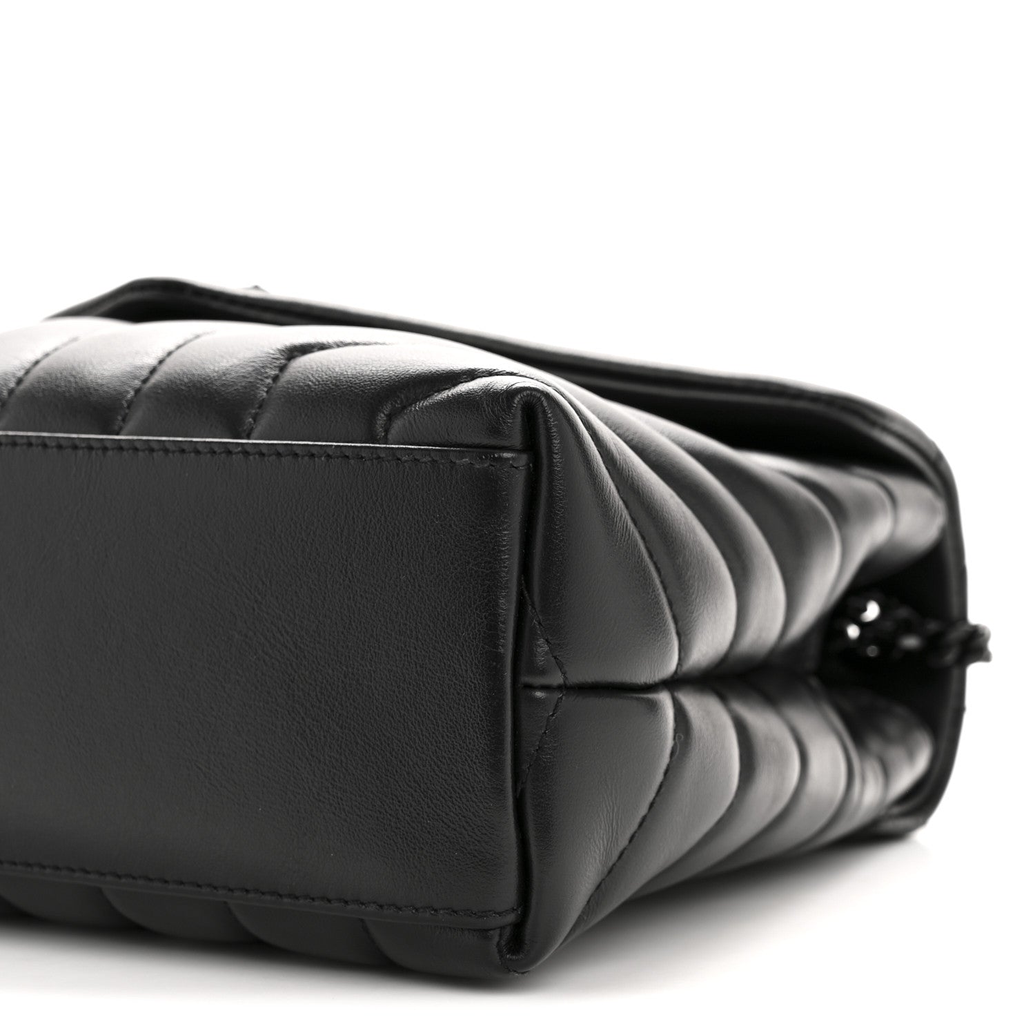 Calfskin Y Quilted Monogram Monochrome Small Loulou Chain Satchel Black