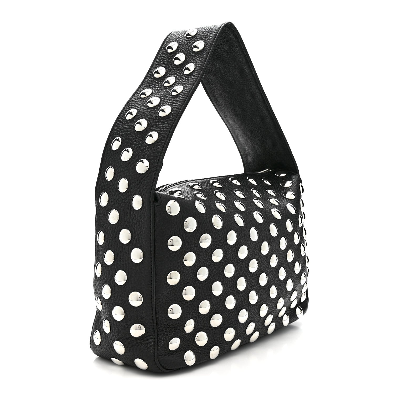 Pebbled Sport Calfskin Studded Elena Black