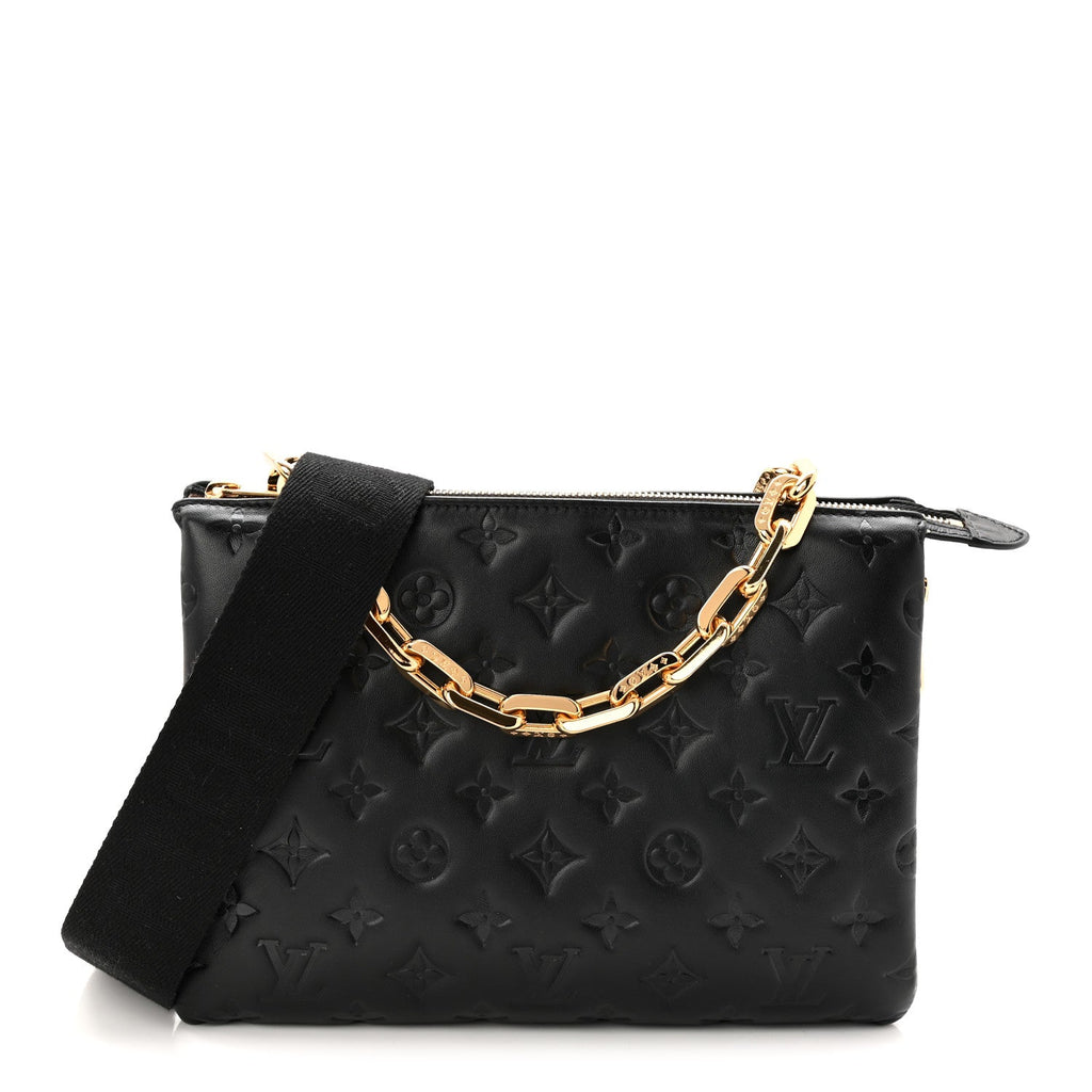 Lambskin Embossed Monogram Coussin PM Black