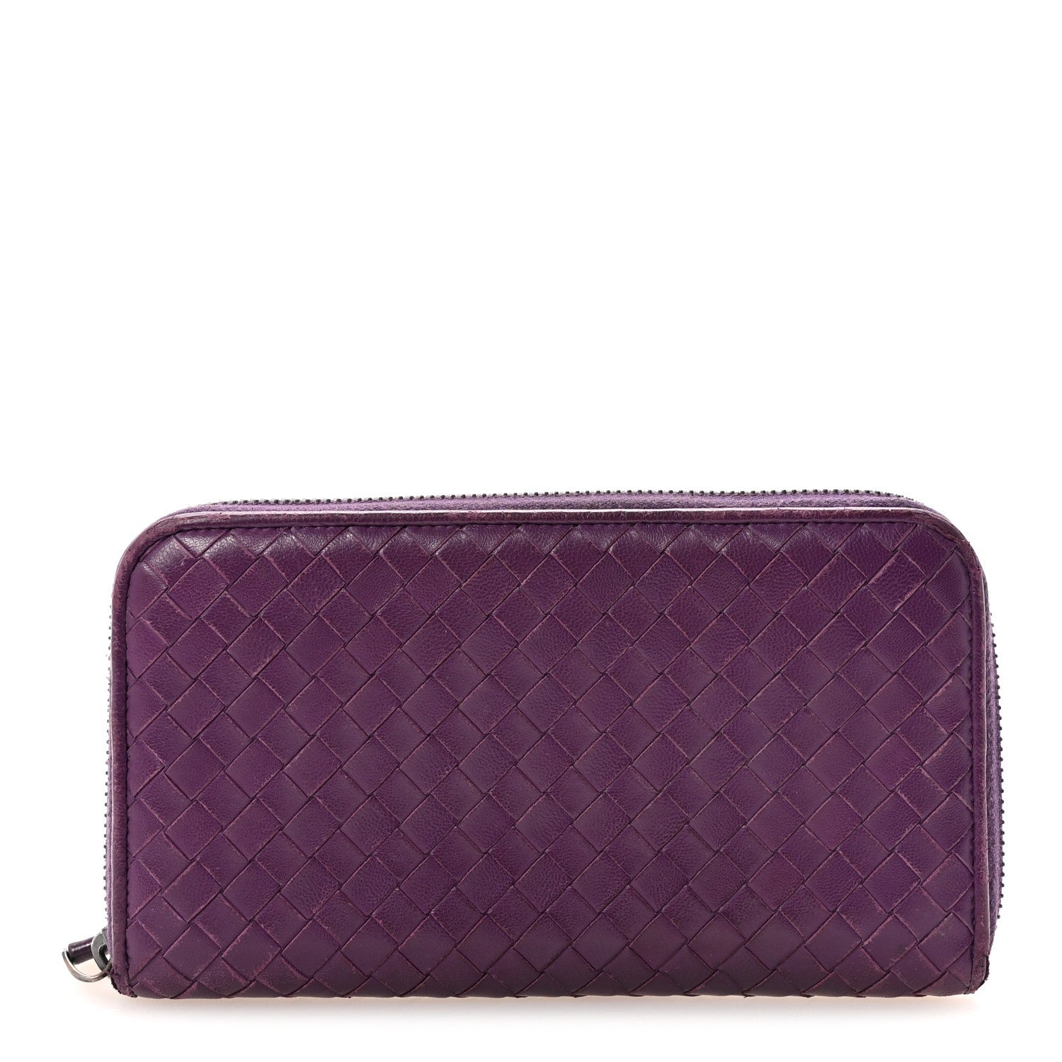 Nappa Intrecciato Zip Around Wallet Aubergine