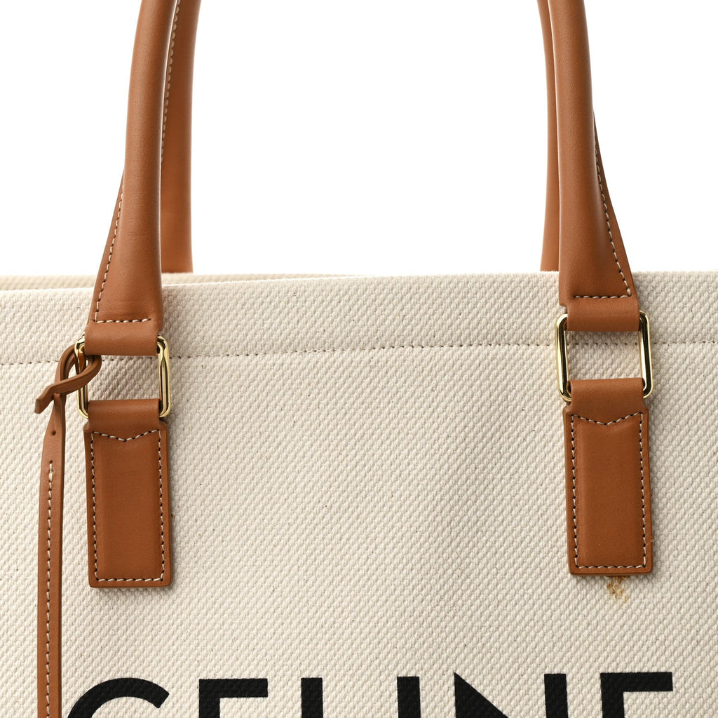 Canvas Calfskin Horizontal Cabas Natural Tan