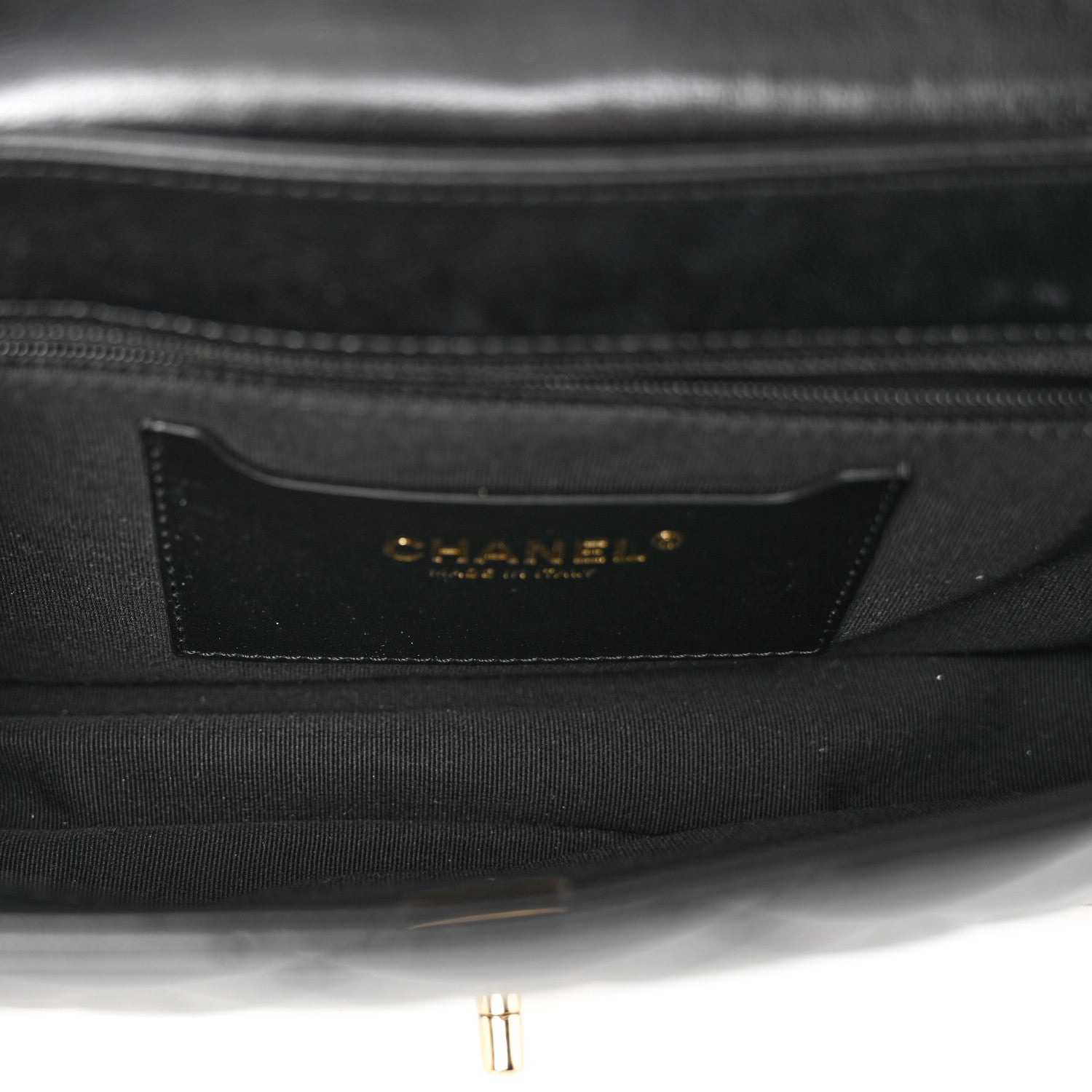 Lambskin Patent Calfskin Quilted Small Flap Bag Black