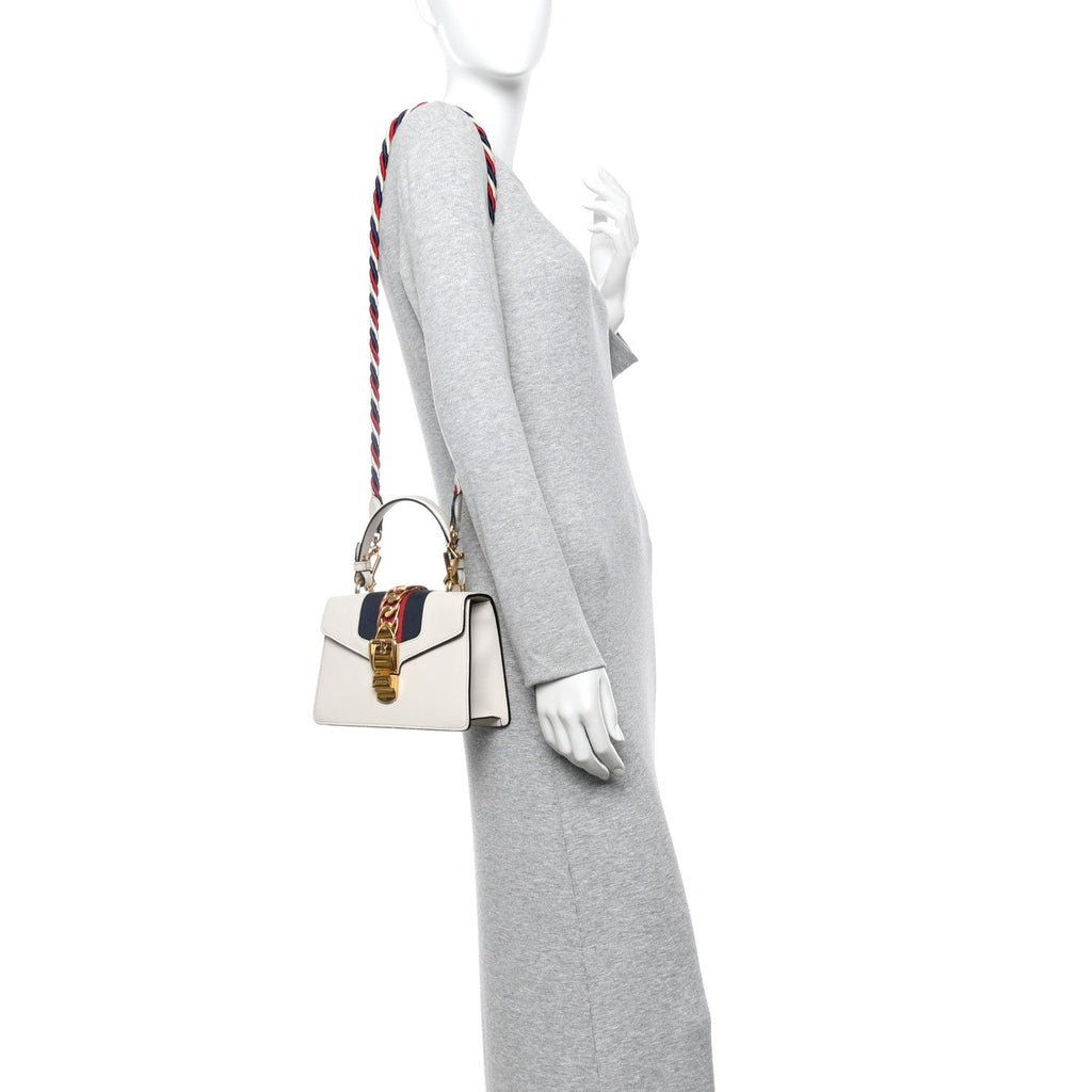 Calfskin Mini Sylvie Top Handle Bag White