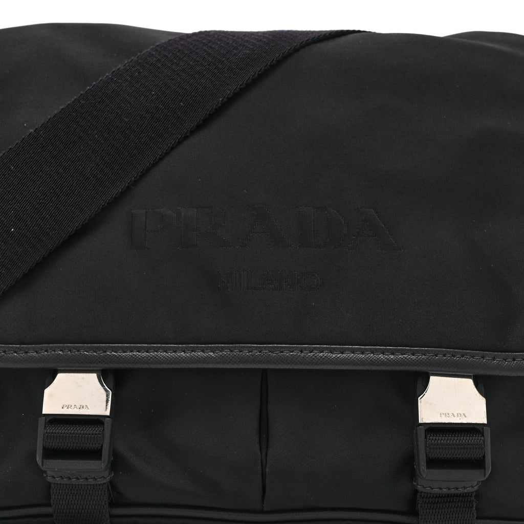 Tessuto Nylon Saffiano Logo Messenger Bag Black