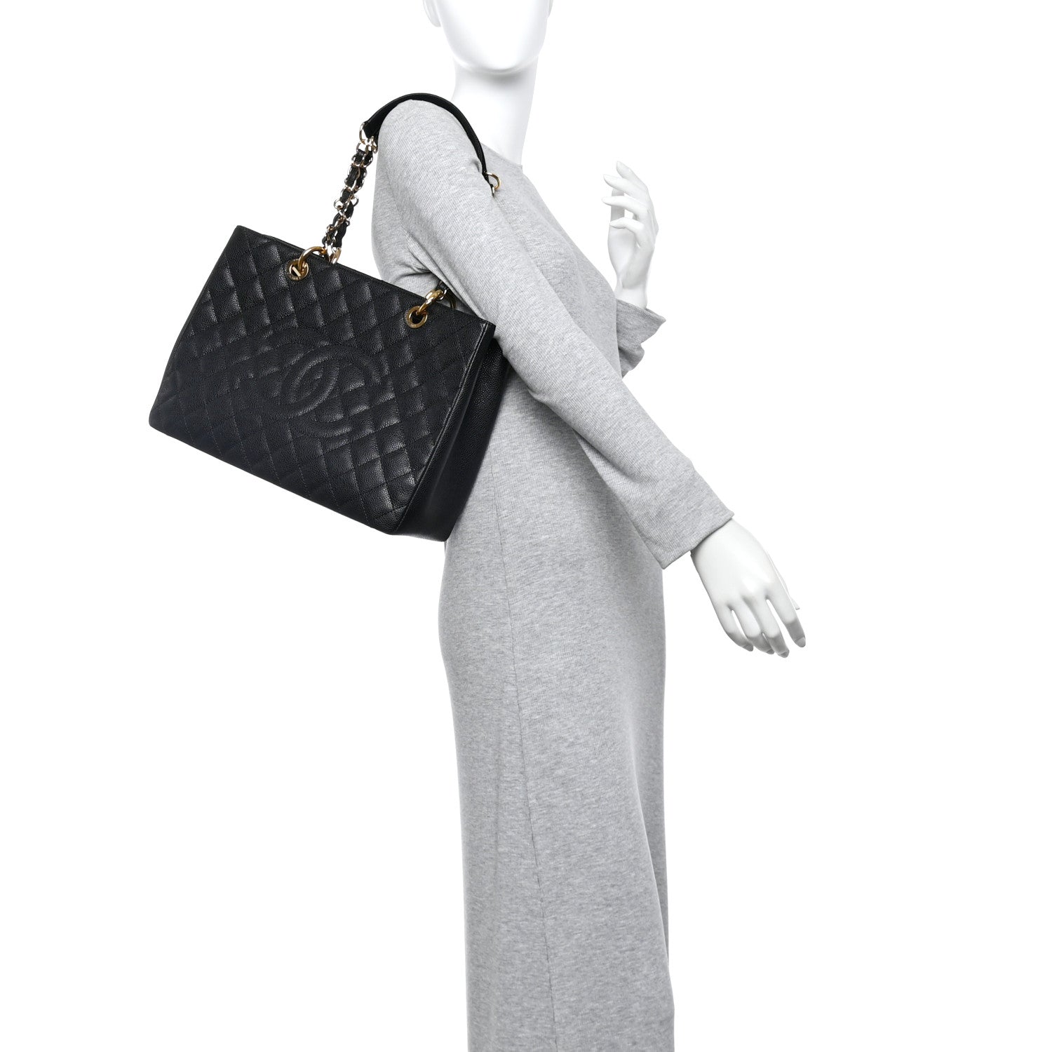 Caviar Quilted Grand Shopping Tote GST Black