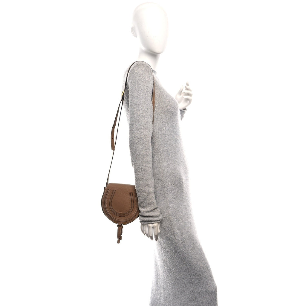 Calfskin Mini Marcie Round Crossbody Bag Nut