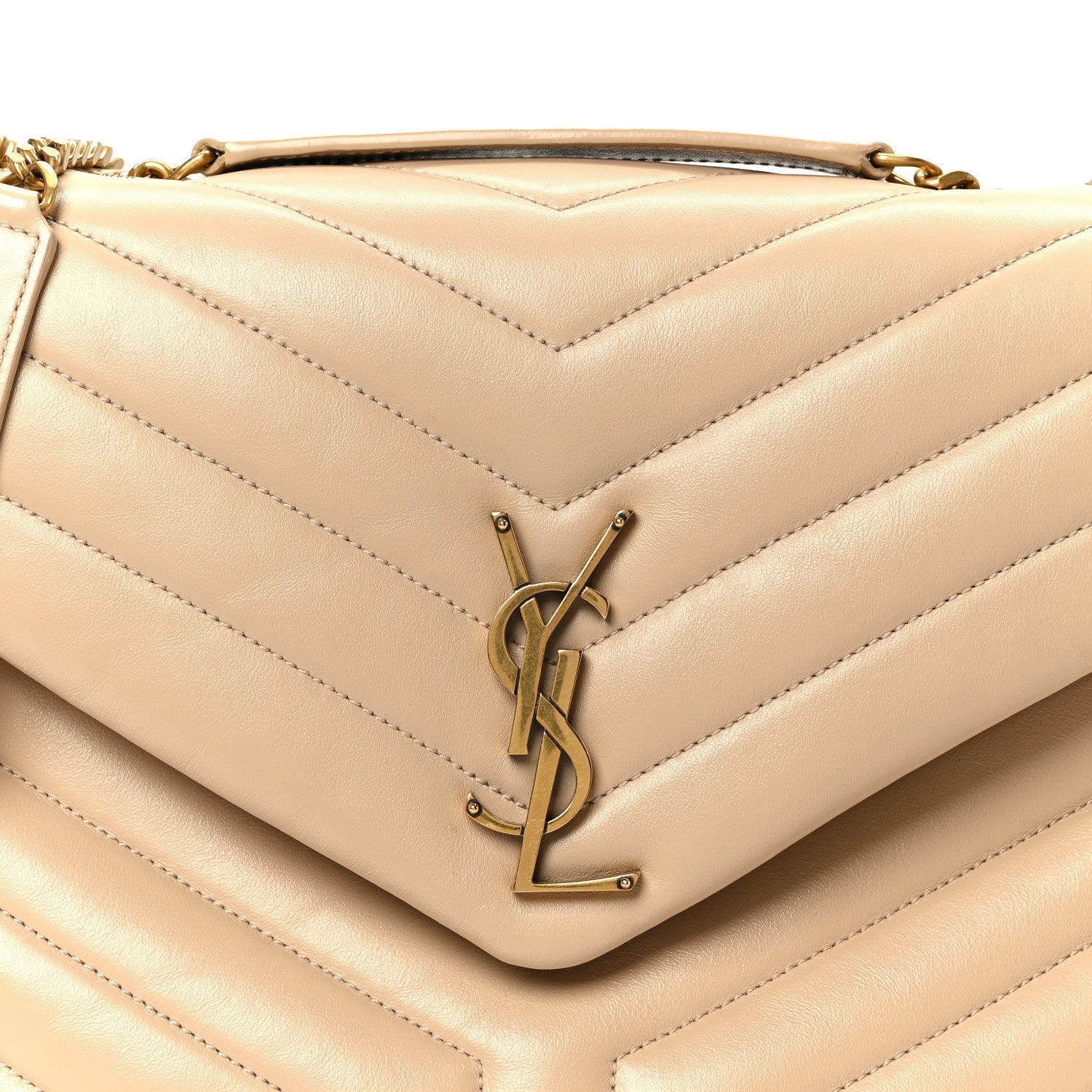 Calfskin Y Quilted Monogram Medium Loulou Chain Satchel Dark Beige