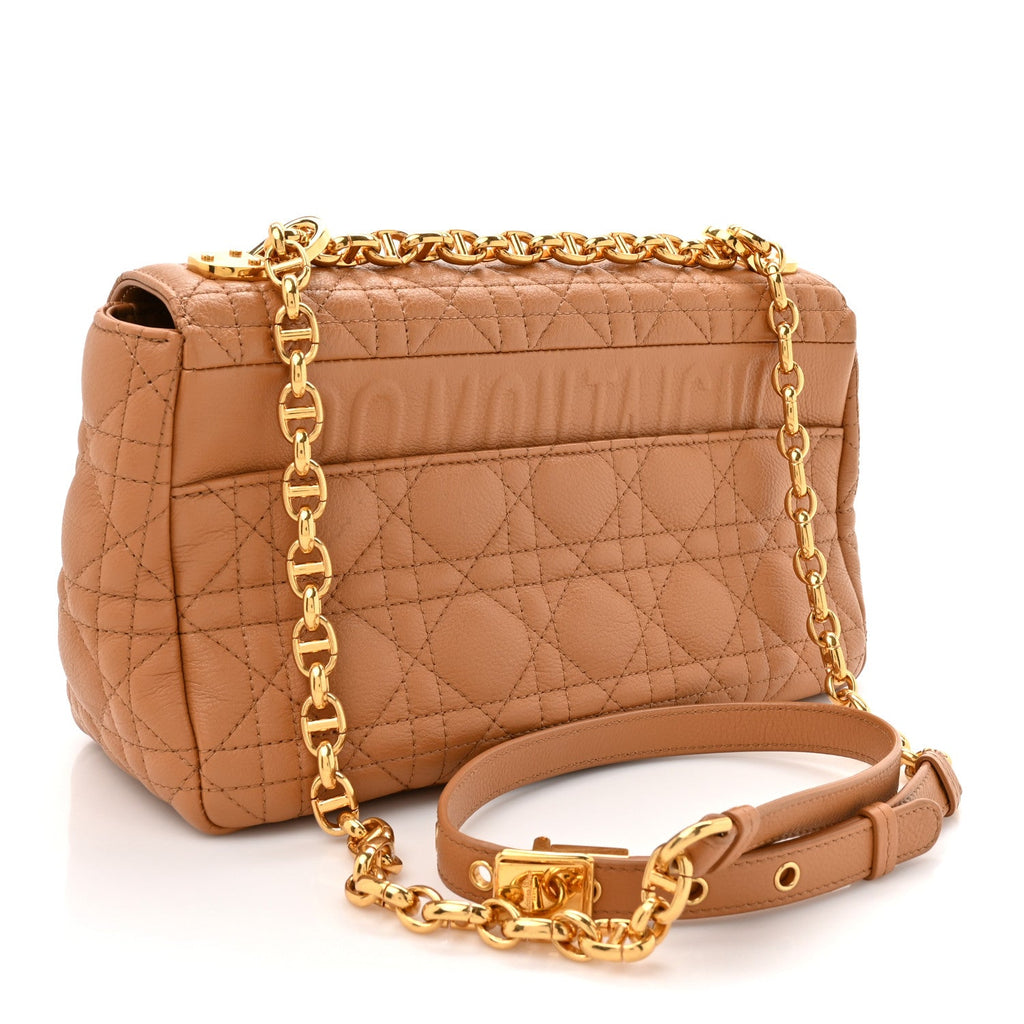 Calfskin Cannage Medium Caro Bag Tan