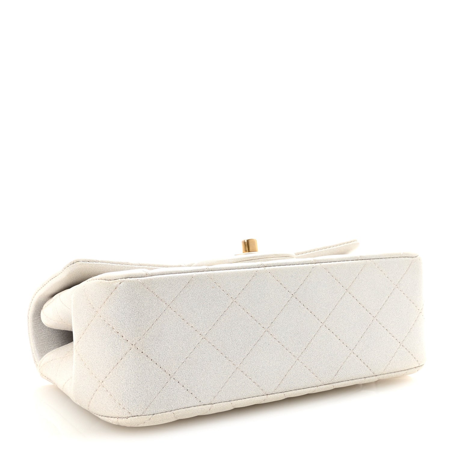 Iridescent Lambskin Quilted Mini Top Handle Rectangular Flap White