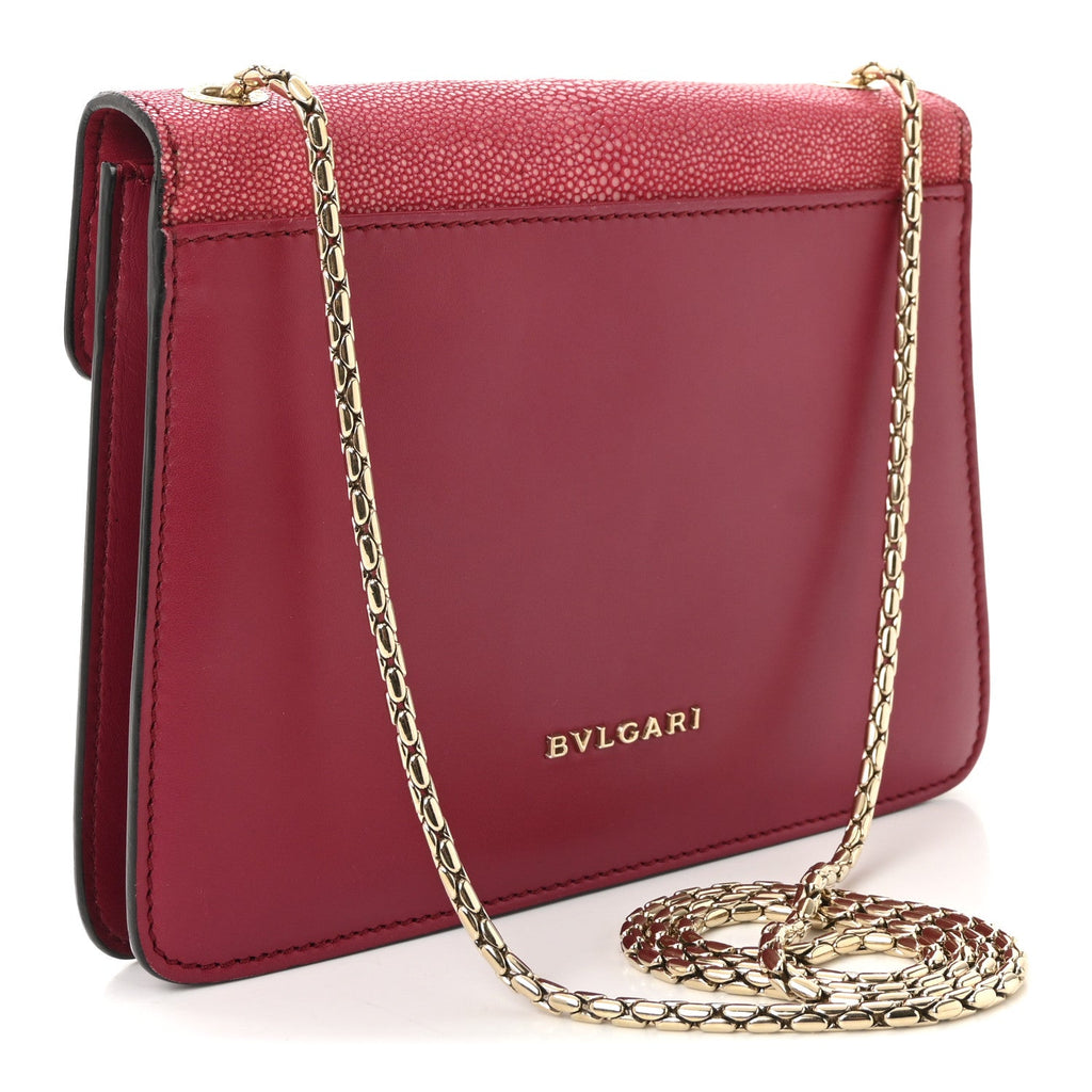 Calfskin Galuchat Serpenti Forever Crossbody Bag Dark Pink