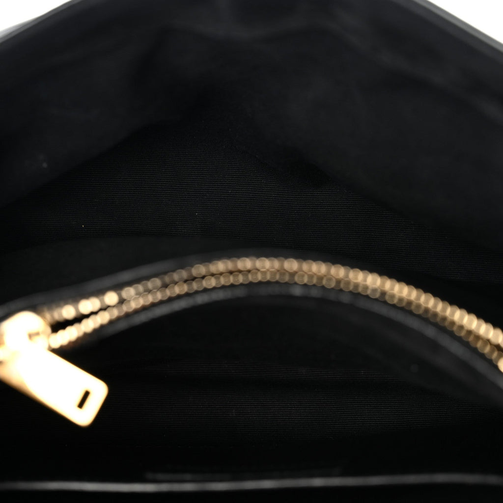 Patent Y Quilted Monogram Small Loulou Chain Satchel Black